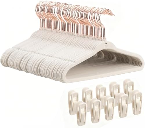 Baby Hangers, Velvet Newborn Hangers, 11 Inch, 50 Pack, Beige by POPUBB