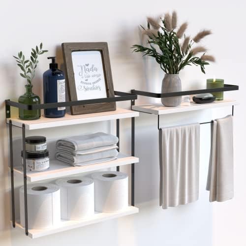 RICHER HOUSE Floating Shelves Bathroom, Wall Mounted Shelf Over Toilet by RicherHouse