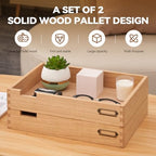 KIRIGEN Wood Paper Tray Set of 2, Stackable Inbox Trays for Desk, Natural - Image 2