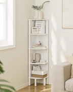 Corner Shelf, 5 Tier Corner Bookshelf, Display Corner Shelf Stand with Storage Rack, Wall Corner Bookshelf for Living Room, Bedroom, Office, White by Apetaccat