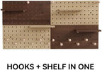 Wooden Pegboard Modular Display Organization Storage Wall Hooks Shelf (Two Colored Finish-B-4) - Image 7
