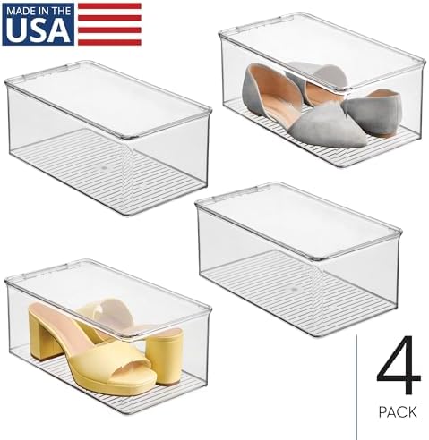 iDesign Stackable Shoe Box with Hinged-Lid, Set of 4, Clear - Image 2