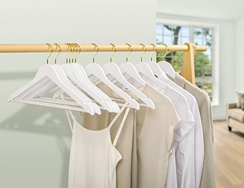 Amber Home 20 Pack White Wooden Coat Hangers with Gold Hook, Suit Hangers - Image 6