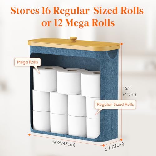 Lifewit Toilet Paper Storage Holder, Extra Large Stand Basket 30L Dark Blue - Image 3