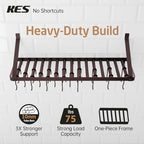 KES 75lb High-Capacity Oil Bronze Pot Rack Wall Mounted with Pot Lid Holder - Image 2