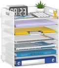 7 Tier Paper Organizer for Desk with Letter Trays & Handle White by Unknown