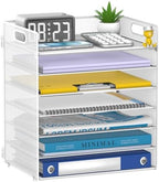 7 Tier Paper Organizer for Desk with Letter Trays & Handle White by Unknown