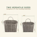 84ECO Set of 2 Grey Woven Paper Rope Hanging Baskets for Organizing, Front Door, Mail, Flowers - Image 7