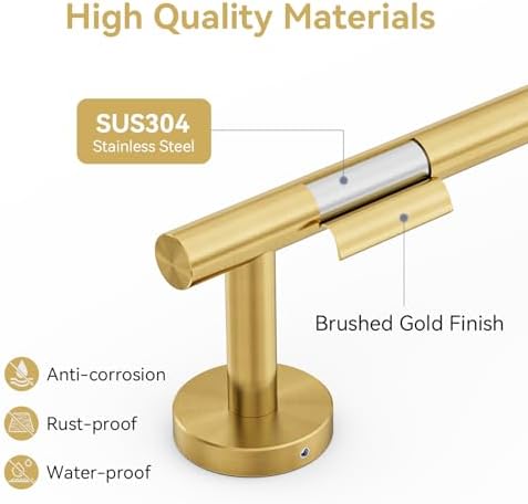 Brushed Gold Towel Bar, 30 Inch Towel Rack for Bathroom Wall-Mounted - Image 3