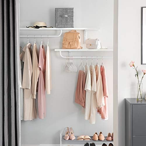 SONGMICS Velvet Hangers 30 Pack, Non-Slip Hangers with Rose Gold-Colored Swivel Hooks, Slim Space-Saving Hanger, Velvet Hanger for Closet, Heavy-Duty, White UCRF026W30 - Image 2