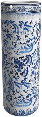 Red Lantern 24" Floral Blue & White Porcelain Umbrella Stand - Image 6