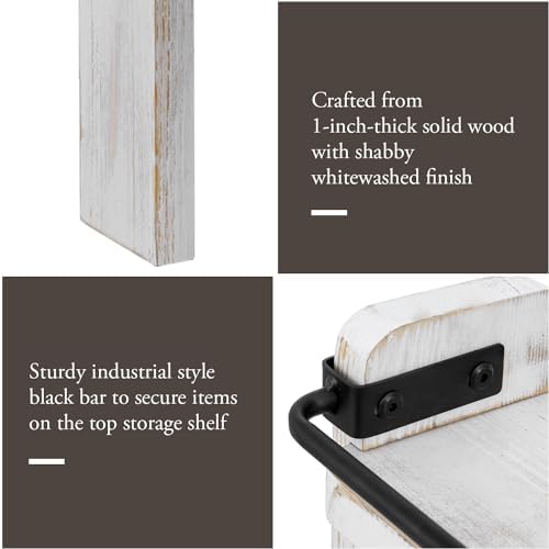 MyGift 33-Inch Stove Top Spice Shelf, Whitewashed Wood Black Metal Rack - Image 3