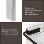 MyGift 33-Inch Stove Top Spice Shelf, Whitewashed Wood Black Metal Rack - Image 3