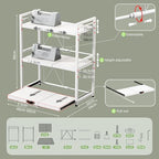 NETEL Expandable Microwave Stand,3 Tier Metal Kitchen Countertop Organizer Shelves with 8 Hooks,Bakers Rack,Pull-Out Microwave Shelf,Metal Storage Shelves,110lbs Weight Capacity,White - Image 6