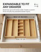 Expandable Bamboo Silverware Drawer Organizer, 5-7 Compartments - Image 2