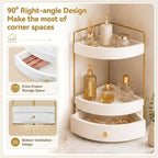 AceOrbit 2-Tier Corner Bathroom Counter Organizer with Drawer - Image 4