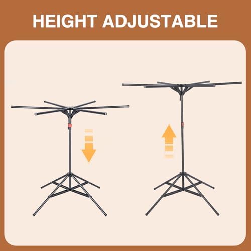 4-Leg Foldable Clothes Drying Rack with 6 Poles, 20 Hooks, 2 Clips - Image 5