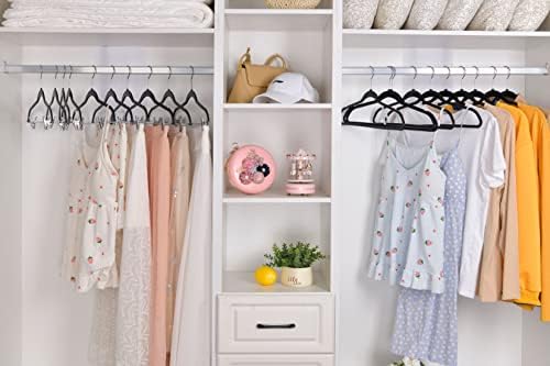 Quality Hangers 160 Pack Plastic Hangers for Clothes - Slim Non-Velvet Hangers with 360° Swivel Chrome Hook & Non Slip Notches - Ideal for Dresses Coats Shirts Jackets & More - Black - Image 2