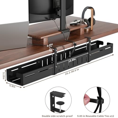 Under Desk Cable Management Tray, Expandable 25.2"–38.6" Cable Tray,Black - Image 6