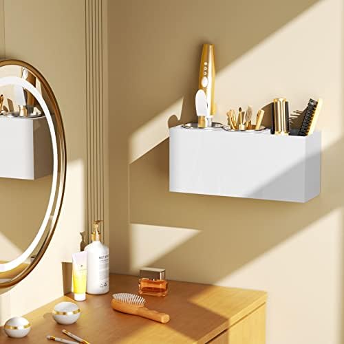 NIUBEE Hair Tool Organizer Wall Mount, Hair Dryer Holder for Bathroom,White - Image 4