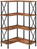 HOOBRO Corner Bookshelf, 4-Tier L-Shaped Bookcase, Industrial Open Display Shelf Tall Storage Organizer, Vertical Storage Rack, for Living Room, Home Office, Rustic Brown and Black BF59SJ01 by HOOBRO