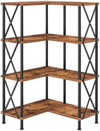 HOOBRO Corner Bookshelf, 4-Tier L-Shaped Bookcase, Industrial Open Display Shelf Tall Storage Organizer, Vertical Storage Rack, for Living Room, Home Office, Rustic Brown and Black BF59SJ01 by HOOBRO