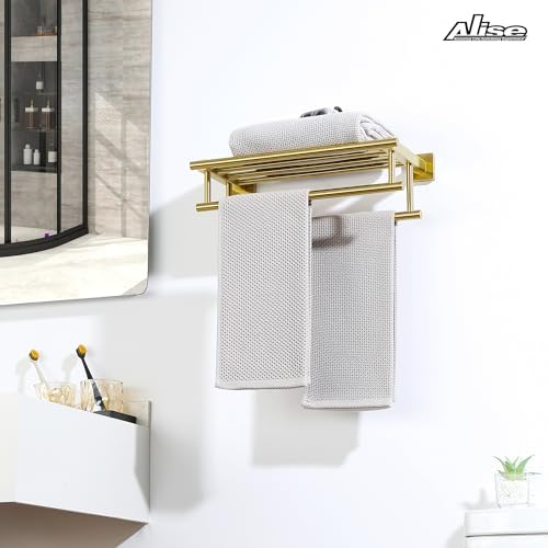 Alise Double Towel Rack for Bathroom Wall Mounted 16 Inch,Gold - Image 6