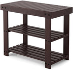 Sweetcrispy 3-Tier Shoe Rack Bench for Entryway, 19 Inches, Brown by Sweetcrispy