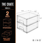 BINO | Stackable Storage Drawers, Small - 2 Pack, Clear | THE CRATE COLLECTION | Storage Bins With Drawers | Bathroom Organizers | Under Sink Organizer | Vanity Cabinet Home Organization - Image 2