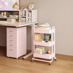 MIOCASA 3-Tier Metal Utility Rolling Cart, Heavy Duty Multifunction Cart with Lockable Casters, Easy to Assemble, Suitable for Office, Bathroom, Kitchen, Garden - Image 5