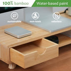 Bamboo Monitor Stand Riser with Drawer - Image 2