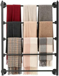 TFCFL 5 Tier Wall Mounted Scarf Rack, Retail Display Tie & Scarf, Belt Towel Hold, Ribbons Rack, Space-Saving Wrapping Paper Organizer Ribbon Holder (Black) by TFCFL