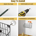 FamilyKit 4 Set Extra Large Hanging Wall Wire Baskets, Black - Image 6