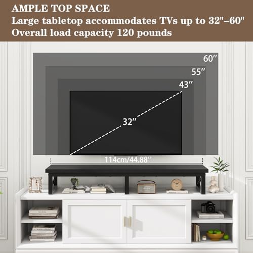 IBUYKE 45" Large TV Riser for 32-60 inch TV,Tabletop Short TV Stand with Storage and Steel Legs,Dual Screen Office Desk,Stand Riser,TV Riser Stand for Home,Bedroom,Living Room,Black TVT002B - Image 5