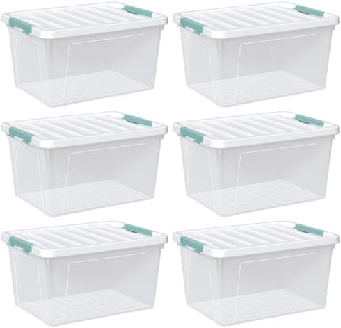 Zopnny 35 Qt Clear Stackable Storage Bins with Lids, 6-Pack by Zopnny