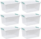 Zopnny 35 Qt Clear Stackable Storage Bins with Lids, 6-Pack by Zopnny