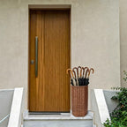 UNICRAFTALE 1pc Brown Handmade Wicker Umbrella Stand Hexagonal Woven Rattan Umbrella Holder with Storage Basket for Entryway and Bathroom 15.5x8.5x7.5 Inch - Image 5
