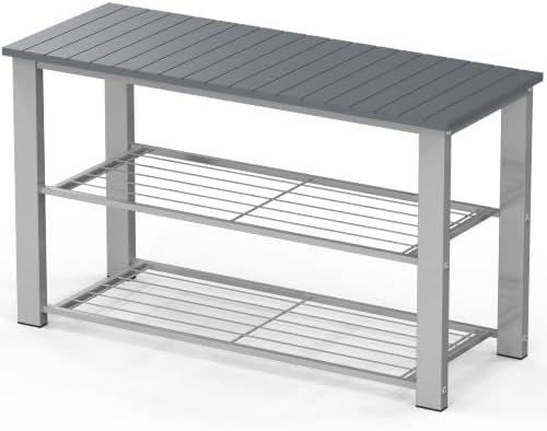 Simple Houseware Wooden Top Shoe Rack Bench for Entryway, Grey by SimpleHouseware
