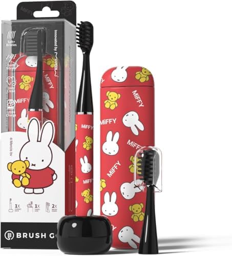 Miffy i4 Slim Sonic Electric Toothbrush Ultra Slim Thin Rechargeable Ultrasonic Smart Tooth Brush Free Petite Travel Case & Ceramic Holder Dock for Travel & Home, IPX7 Waterproof (red) by MIPOW