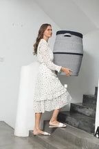 26"x20" Extra Large Tall Woven Laundry Basket with Lid, Cotton Rope Blanket Storage Basket, Freestanding Decorative Bin for Bedroom Living Room, Navy Blue Mix - Image 3