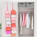SWTYMIKI Over the Door Purse Organizer - 2 Packs Wall Mounted Purse Rack with 8 Hooks Design, Hanging Handbag Organizer Storage Holds up to 16 Bags, Bag Rack for Closet, Door(Pink) - Image 5