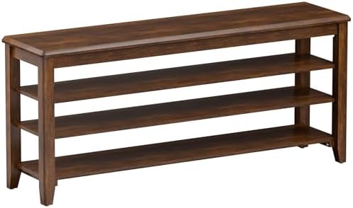 Taitiy Shoe Bench with 3 Tier Adjustable Shelves Rubberwood Entryway 47.2'' by Taitiy