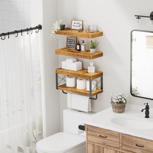 QEEIG Bathroom Shelves Over Toilet (Brown, Set of 3, 15.7") - Image 4