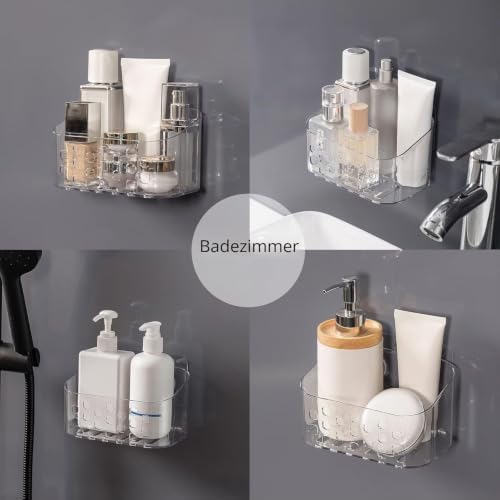 Ettori Shower Caddy, No Drilling Wall Mounted Bathroom Shelf Organizer (Transparent) - Image 4