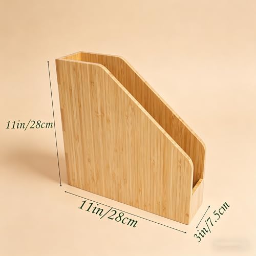 2 Pack Bamboo Magazine Holder Wood Magazine File Holder - Image 3