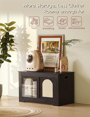 DINZI LVJ Storage Chest, Wooden Toy Box, Espresso Oak 31.5" L - Image 5