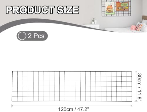 PATIKIL Wire Grid Panels Gridwall Panel 47" x 12" Black 2Pcs - Image 2