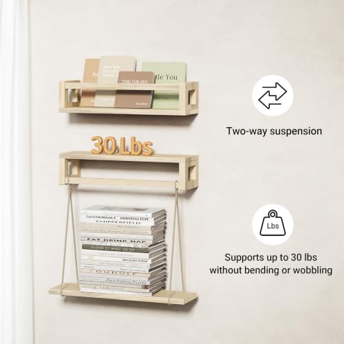 3Pack Solid Wood Floating Shelves for Wall, Nursery Bookshelf NaturalPoplar - Image 6