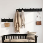 WEBI Rustic Coat Rack Wall Mount,Wood Coat Hooks Wall Mounted Coat Hanger,16" Hole to Hole,Hook Rack Rail,5 Triple Hooks for Hanging Coats,Hats,Jacket,Clothes,Entryway,Black,2 Packs - Image 5