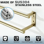 Alise 24 inch Double Towel Bar for Bathroom Wall Mounted, Brushed Gold - Image 7